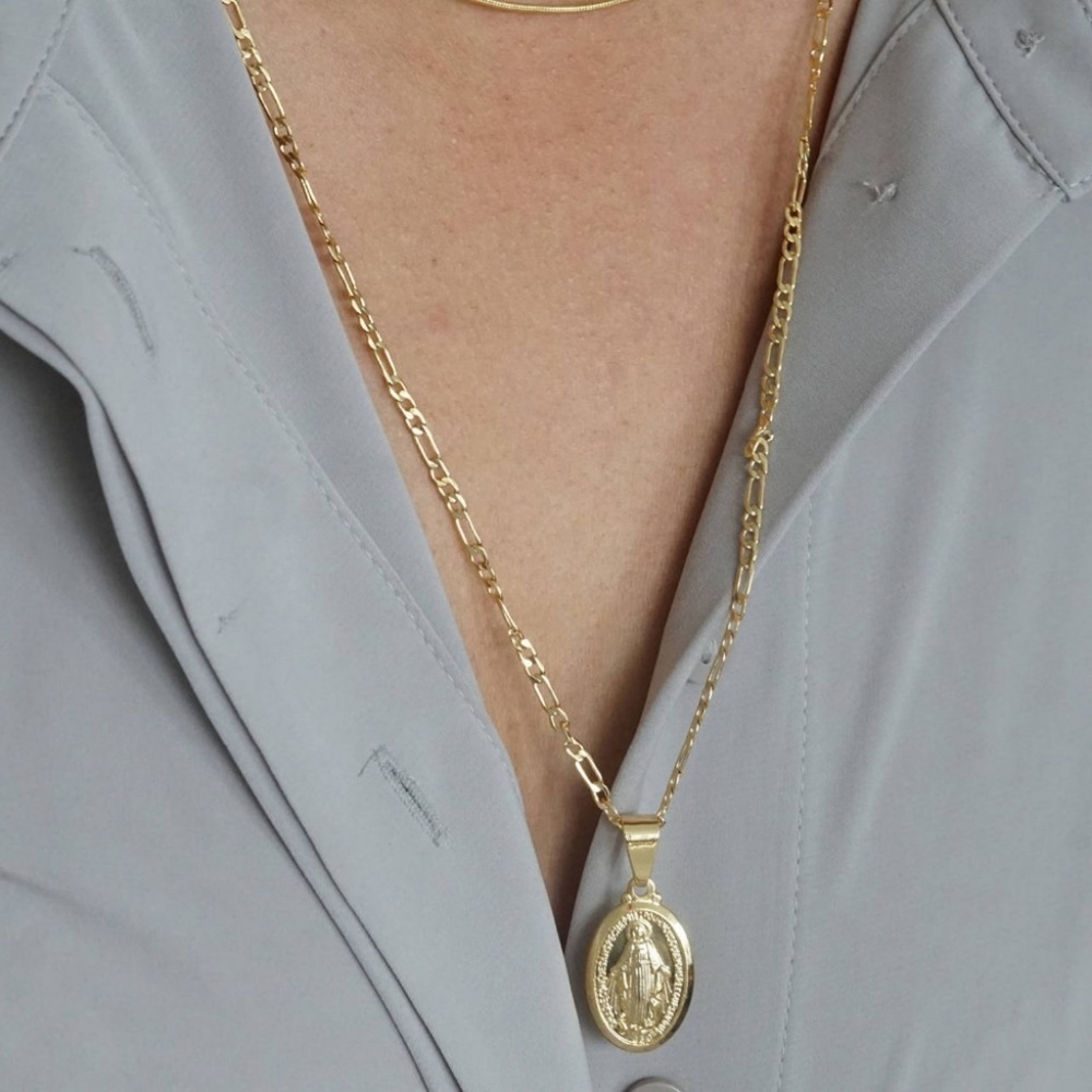 Virgin Mary Necklace, Available in Gold or Silver - Picture 4 of 7
